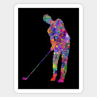 Golf player man watercolor art Magnet